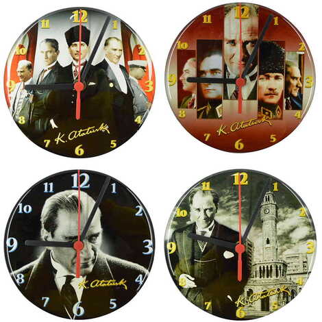 Ataturk Themed Epoxy Wall Clock Home Decoration 20 Cm - 3