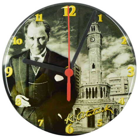 Ataturk Themed Epoxy Wall Clock Home Decoration 20 Cm - 4