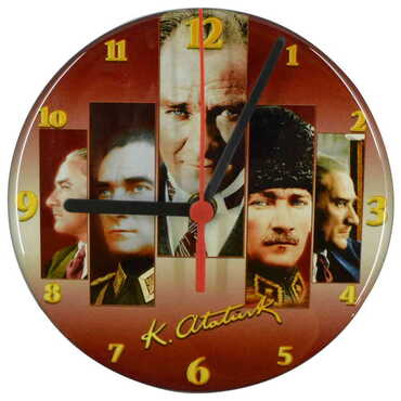 Ataturk Themed Epoxy Wall Clock Home Decoration 20 Cm - 6