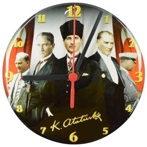 Ataturk Themed Epoxy Wall Clock Home Decoration 20 Cm - 7