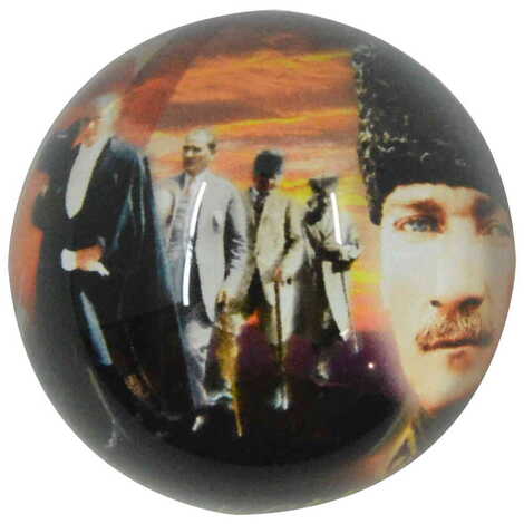 Ataturk Themed Hemisphere Glass Paperweight 5Cm - 4