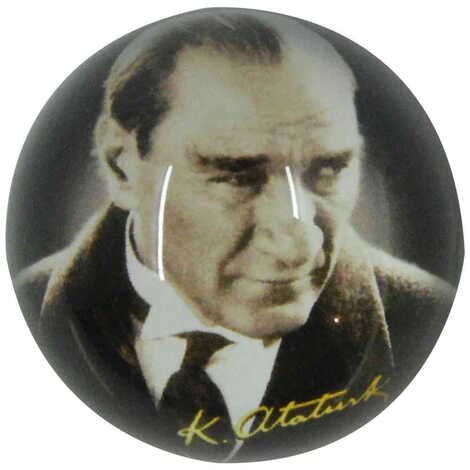 Ataturk Themed Hemisphere Glass Paperweight 5Cm - 5