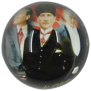 Ataturk Themed Hemisphere Glass Paperweight 6Cm - 6