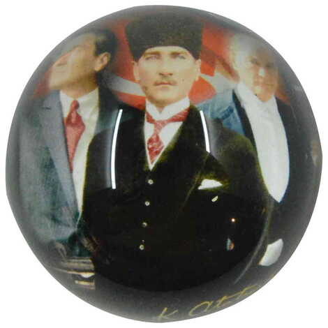 Ataturk Themed Hemisphere Glass Paperweight 6Cm - 6