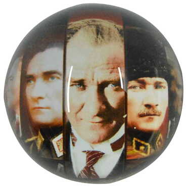 Ataturk Themed Hemisphere Glass Paperweight 6Cm - 7