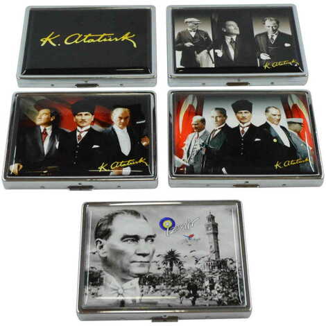 Ataturk Themed Metal Cigarette Case 103x80x11 mm - 5