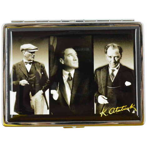 Ataturk Themed Metal Cigarette Case 103x80x11 mm - 7