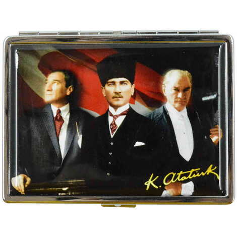 Ataturk Themed Metal Cigarette Case 103x80x11 mm - 9