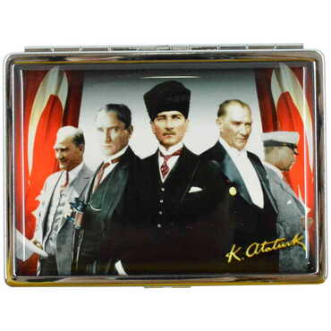 Ataturk Themed Metal Cigarette Case 103x80x11 mm - 10