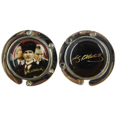 Ataturk Themed Metal Folding Purse Hook For Table 45 mm - 3