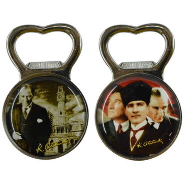 Ataturk Themed Metal Magnetic Small Round Opener 38x60 mm - 3