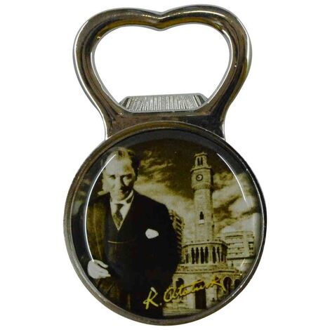 Ataturk Themed Metal Magnetic Small Round Opener 38x60 mm - 4