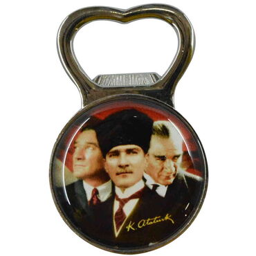 Ataturk Themed Metal Magnetic Small Round Opener 38x60 mm - 5