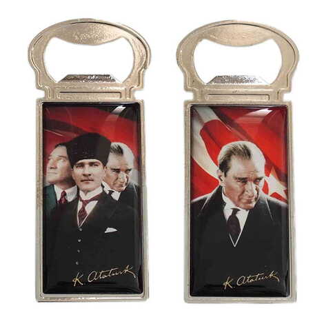 Ataturk Themed Metal Rectangle Magnetic Opener 33x90 mm - 3