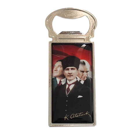 Ataturk Themed Metal Rectangle Magnetic Opener 33x90 mm - 5