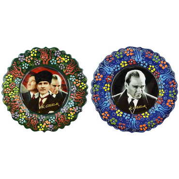 Ataturk Themed Turkish Ceramic Plate With Epoxy 18 Cm - 4