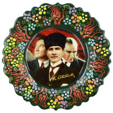 Ataturk Themed Turkish Ceramic Plate With Epoxy 18 Cm - 5