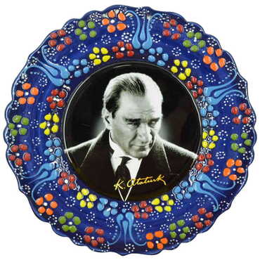 Ataturk Themed Turkish Ceramic Plate With Epoxy 18 Cm - 6