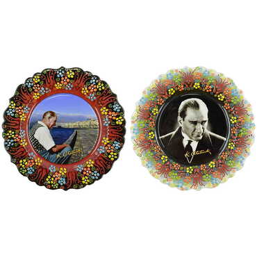 Ataturk Themed Turkish Ceramic Plate With Epoxy 25 Cm - 4