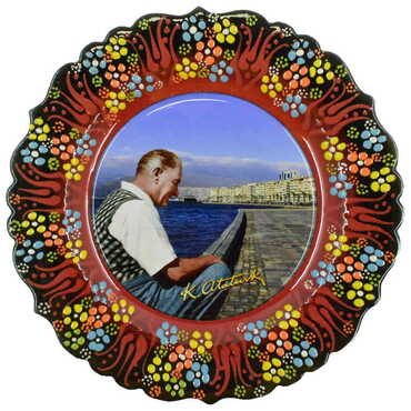 Ataturk Themed Turkish Ceramic Plate With Epoxy 25 Cm - 5