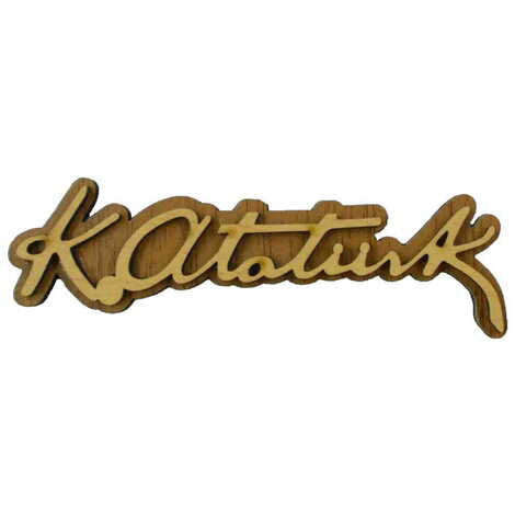 Ataturk Themed Wooden Engraved Souvenir Fridge Magnet - 3