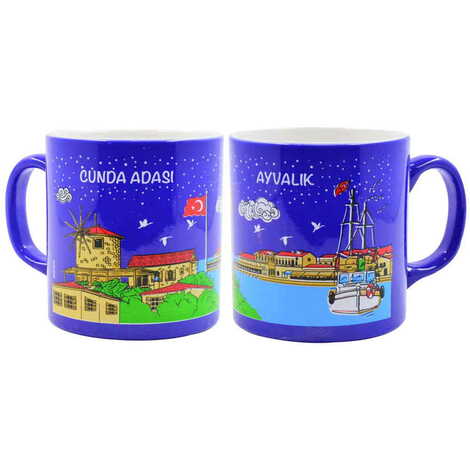 Ayvalik Region Themed Customised Serigraphy Printed Ceramic Mug 82x90 mm - 9