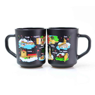 Ayvalik Themed Colored Glass Mug - 4