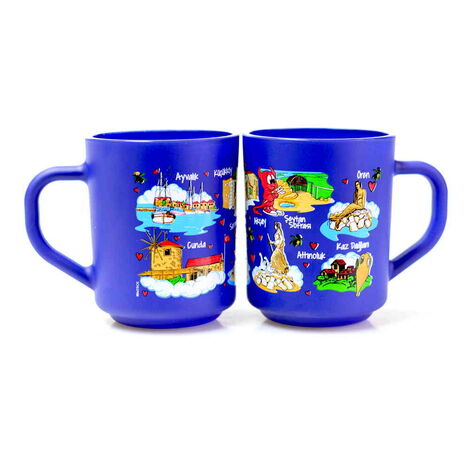 Ayvalik Themed Colored Glass Mug - 5