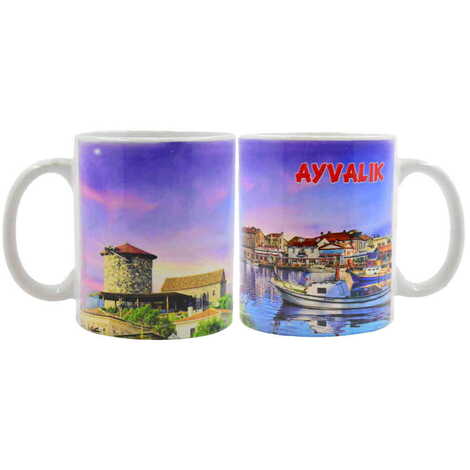 Ayvalik Themed Customised Porcelain Souvenir Travel Mug 80x95 mm - 5