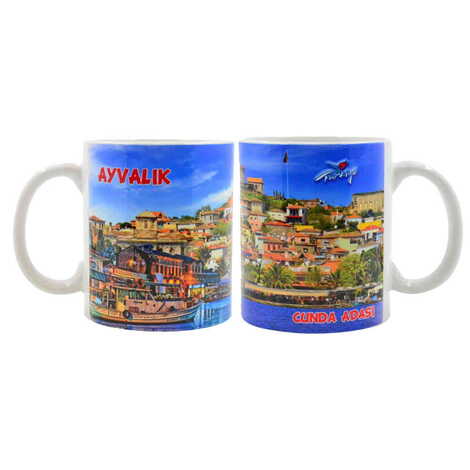 Ayvalik Themed Customised Porcelain Souvenir Travel Mug 80x95 mm - 6