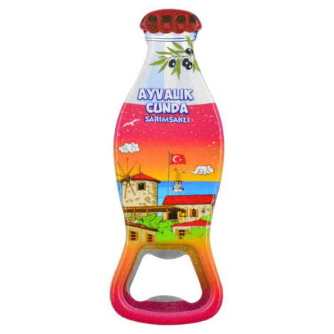 Ayvalik Themed Customised Uv Printed Coca Cola Bottle Shape Plastic Base Bottle Opener 42x120 mm - 9