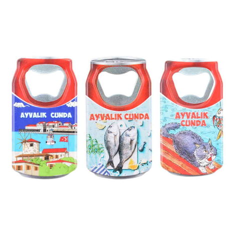 Ayvalik Themed Customised UV Printed Coca Cola Bottle Shape Plastic Base Bottle Opener 43x80 mm - 2