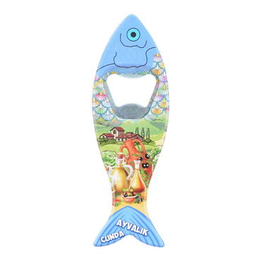 Ayvalik Themed Customised UV Printed Fish Shape Printed Plastic Base Bottle Opener 42x130 mm - 3