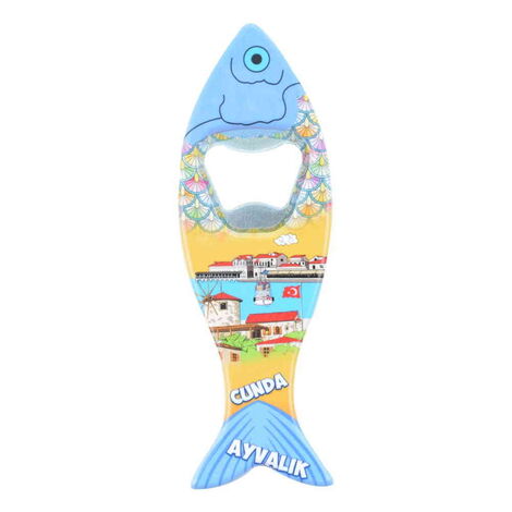 Ayvalik Themed Customised UV Printed Fish Shape Printed Plastic Base Bottle Opener 42x130 mm - 4