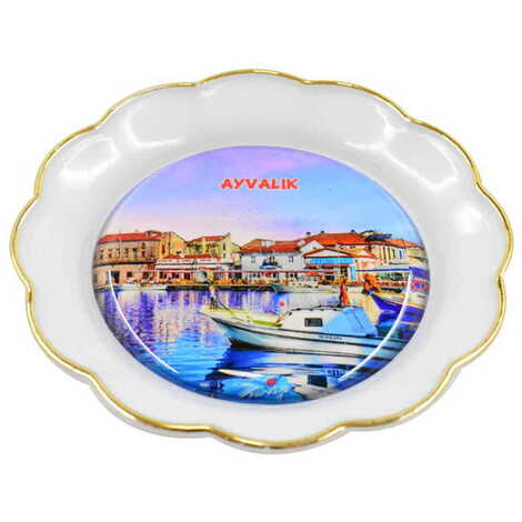 Ayvalik Themed Epoxy Dome Plate Shaped Souvenir Fridge Magnet 73 mm - 2