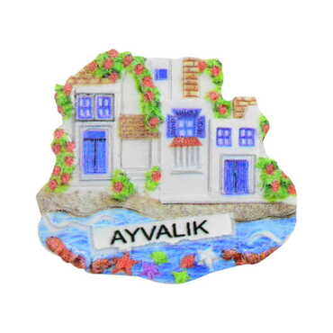 Ayvalik Themed Polyester UV Printed Stoned And Nacrous Fridge Magnet - 3