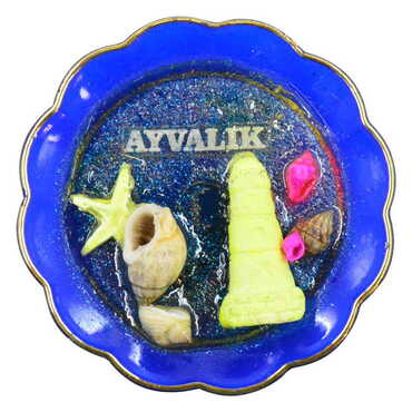 Ayvalik Themed Transparent Polyester Plate Shaped Fridge Magnet - 4