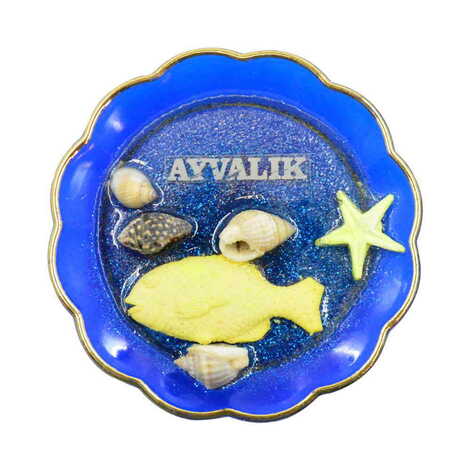 Ayvalik Themed Transparent Polyester Plate Shaped Fridge Magnet - 5