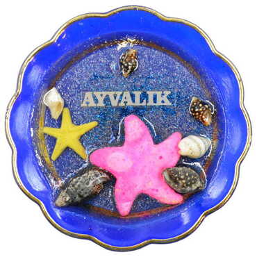 Ayvalik Themed Transparent Polyester Plate Shaped Fridge Magnet - 6