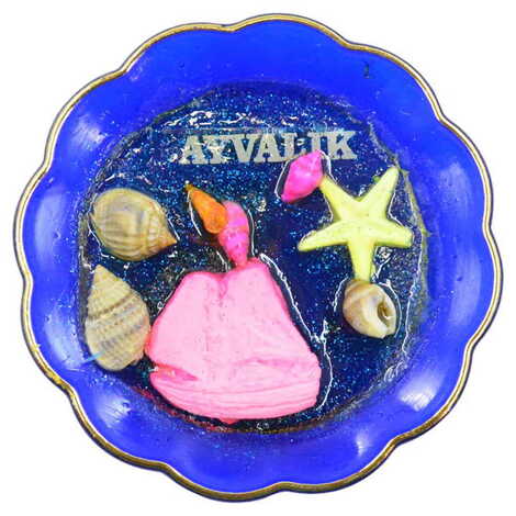 Ayvalik Themed Transparent Polyester Plate Shaped Fridge Magnet - 8