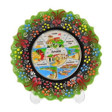 Ayvalik Themed Turkish Ceramic Plate With Epoxy 18 Cm - 7