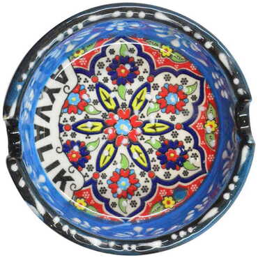 Ayvalik Themed Turkish Ceramic Special Relief Ashtray Small Size - 4