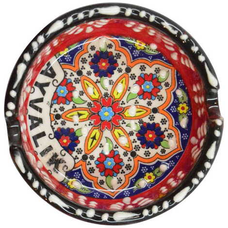 Ayvalik Themed Turkish Ceramic Special Relief Ashtray Small Size - 5