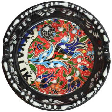 Ayvalik Themed Turkish Ceramic Special Relief Ashtray Small Size - 7