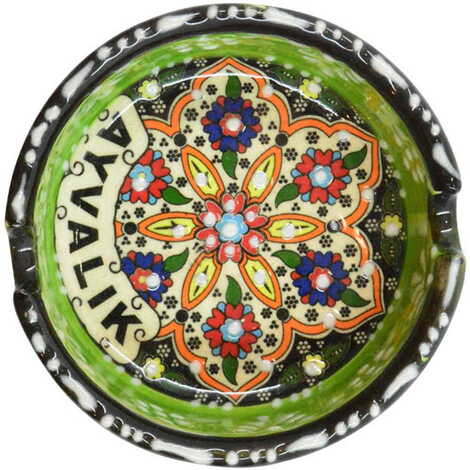 Ayvalik Themed Turkish Ceramic Special Relief Ashtray Small Size - 9