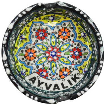 Ayvalik Themed Turkish Ceramic Special Relief Ashtray Small Size - 10