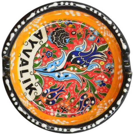 Ayvalik Themed Turkish Ceramic Special Relief Ashtray Small Size - 11