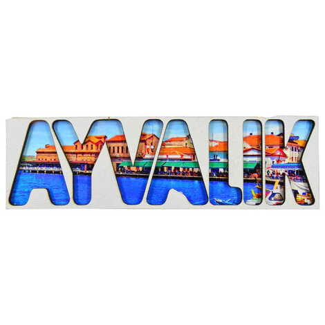 Ayvalik Themed Wooden Customised City Name Letter Souvenir Fridge Magnet - 6