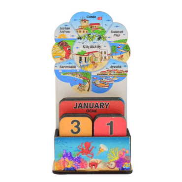 Ayvalik Themed Wooden Table Calendar - 6