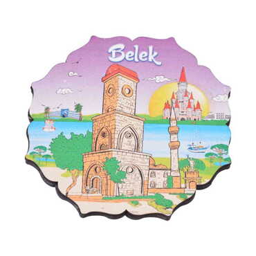 Toptan Belek Temalı Ahşap İkili Resimli Bardak Altlığı 90 mm - 6